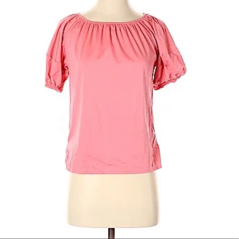 Ann Taylor Pink Short Sleeve Blouse in Light Pink Loose Fit XSmall Petite)
